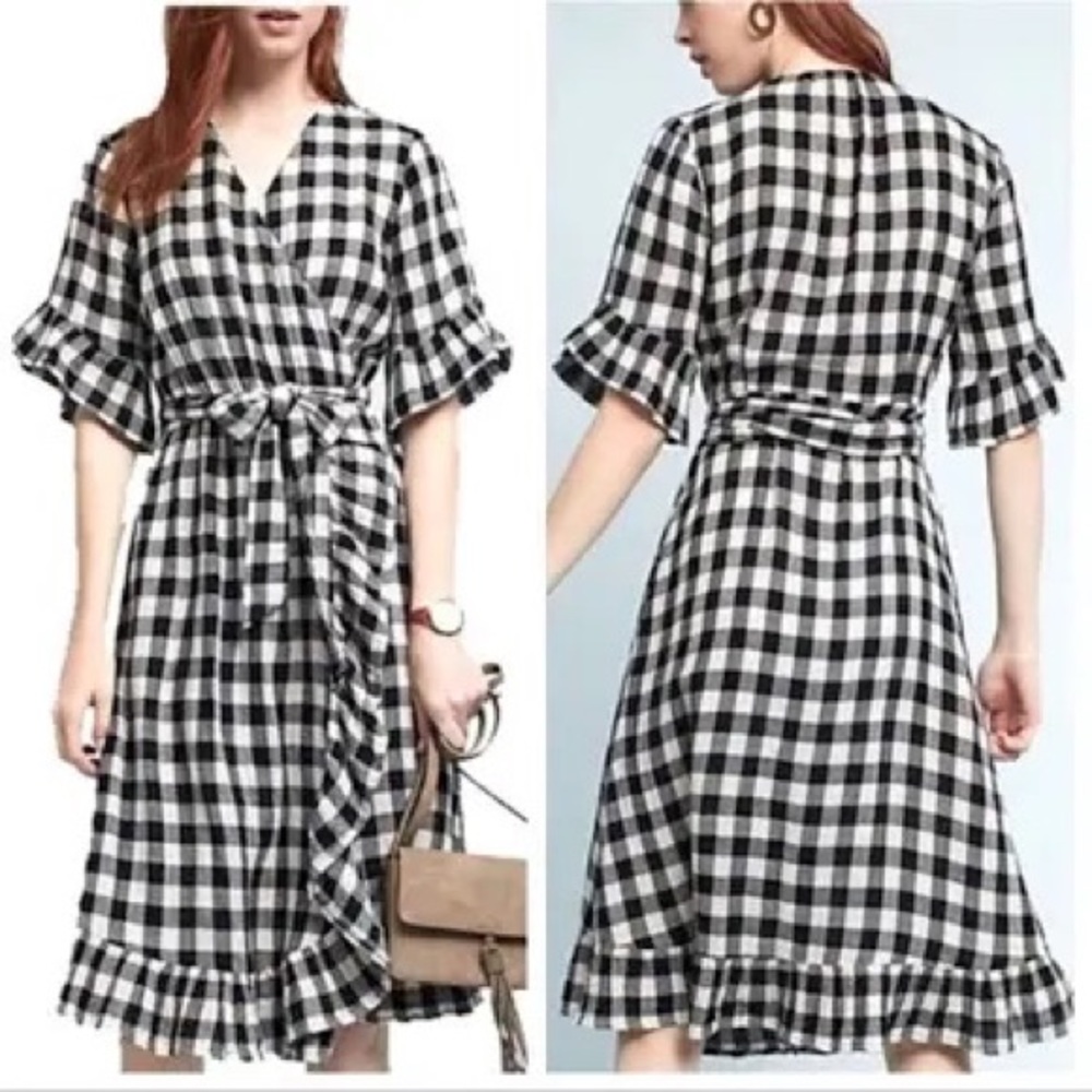 Anthropologie Isabella Sinclair Gingham Wrap Dress